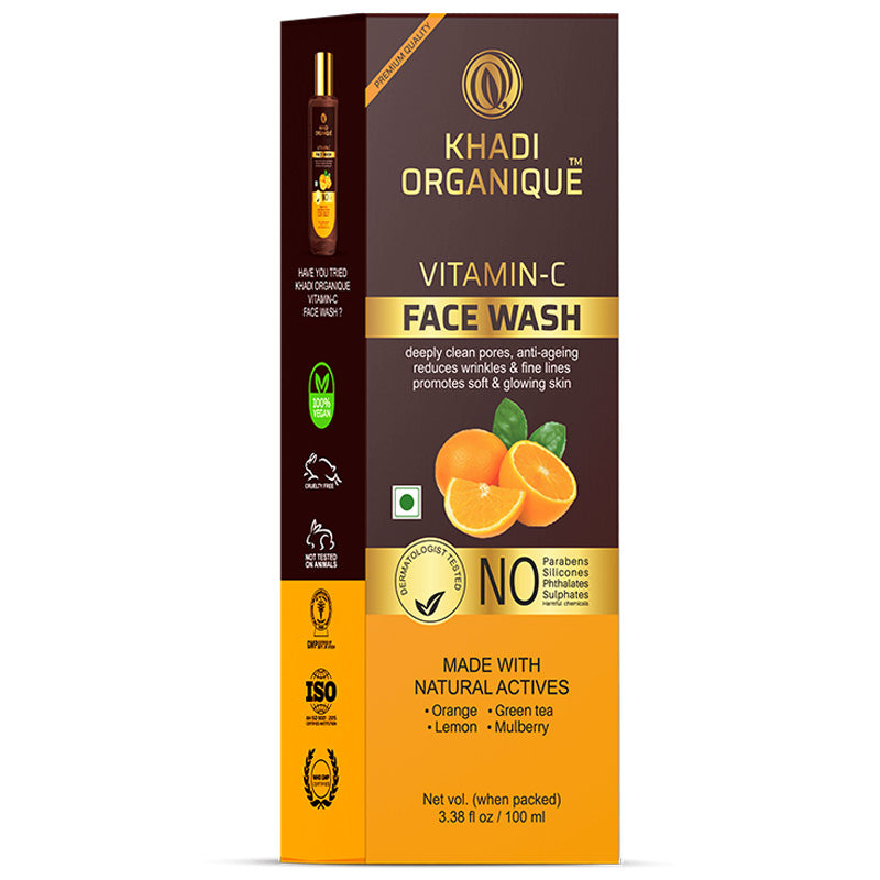 Khadi Organique Vitamin C Face Wash- SLS And Paraben Free-100 ml