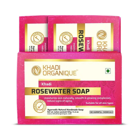 Khadi Organique Rosewater Soap Pack Of 3